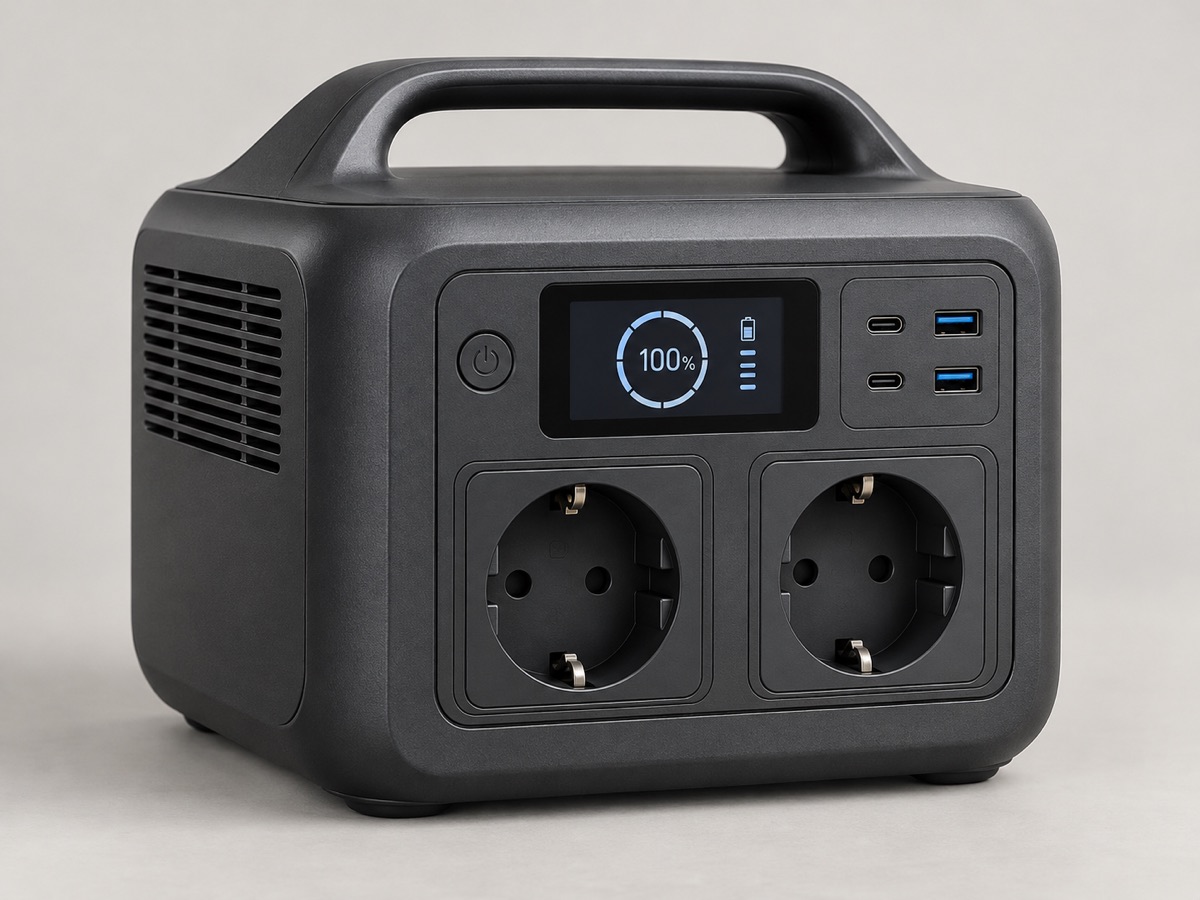 Power station with EU sockets, USB-C and USB-A outputs